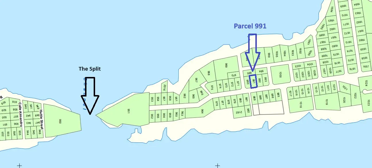 A map of parcel 9 9 1 in the ocean.