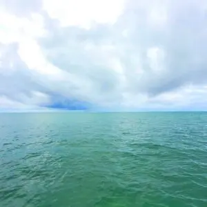 A view of the ocean from an island.