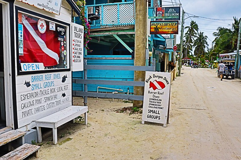 A bench and sign on the side of a street.