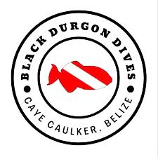 A red and white logo for black durgon dives.