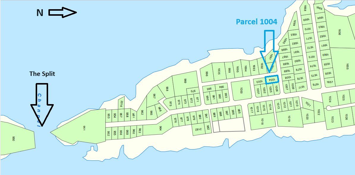 A map of the island with parcal 3 4