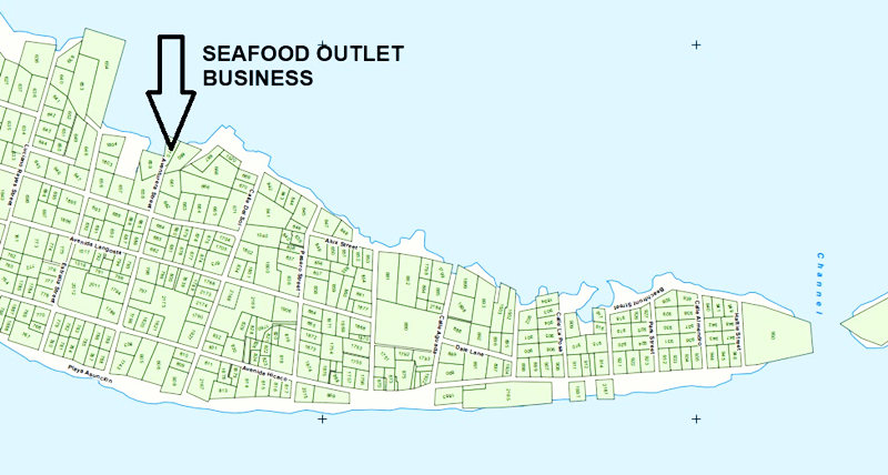 A map of the area around seafood outlet business.