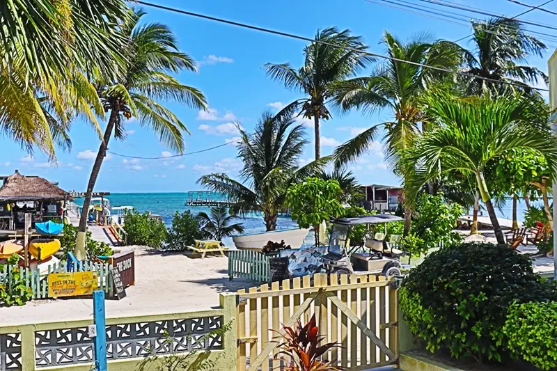 A view of the ocean from an outdoor patio.