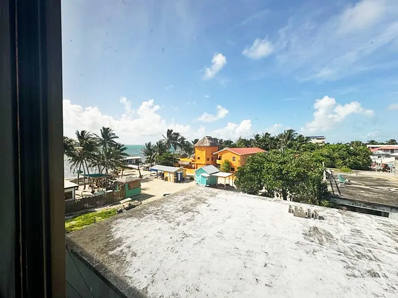 A view of the beach from an apartment.